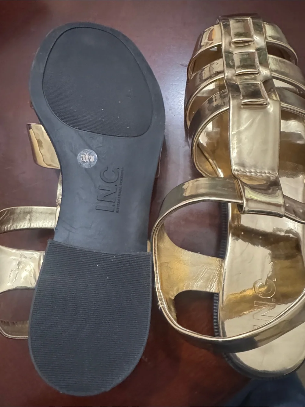 INC International Concepts Gold Strappy Gladiator Sandals